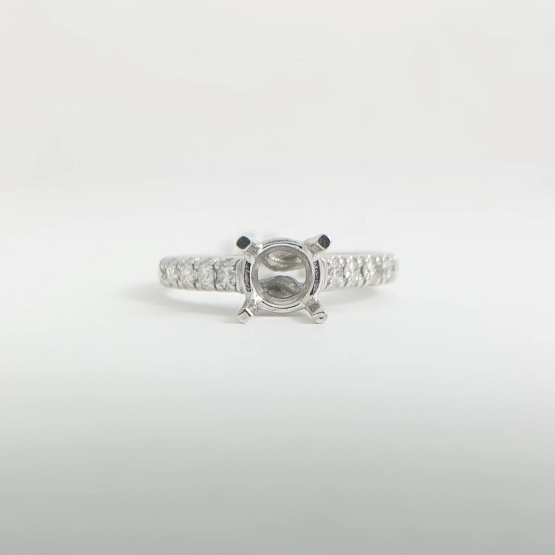 Lucida Round Diamond Engagement Ring Setting Mounting 14K White Gold .35 CTW - 8