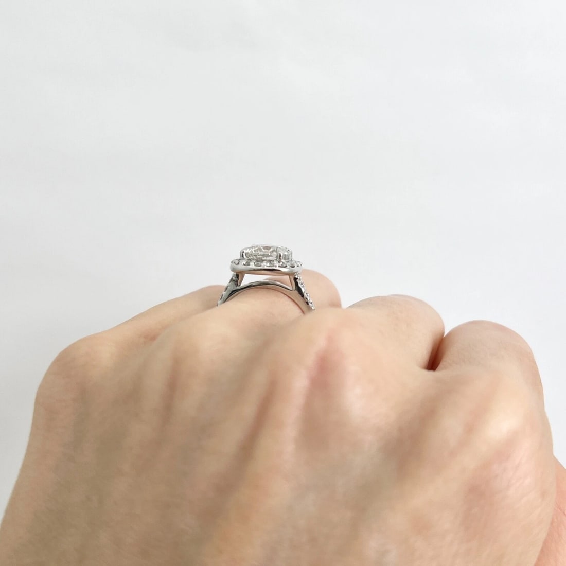 Cushion Halo Round Diamond Engagement Ring 14K White Gold, 2.61 CTW - 7