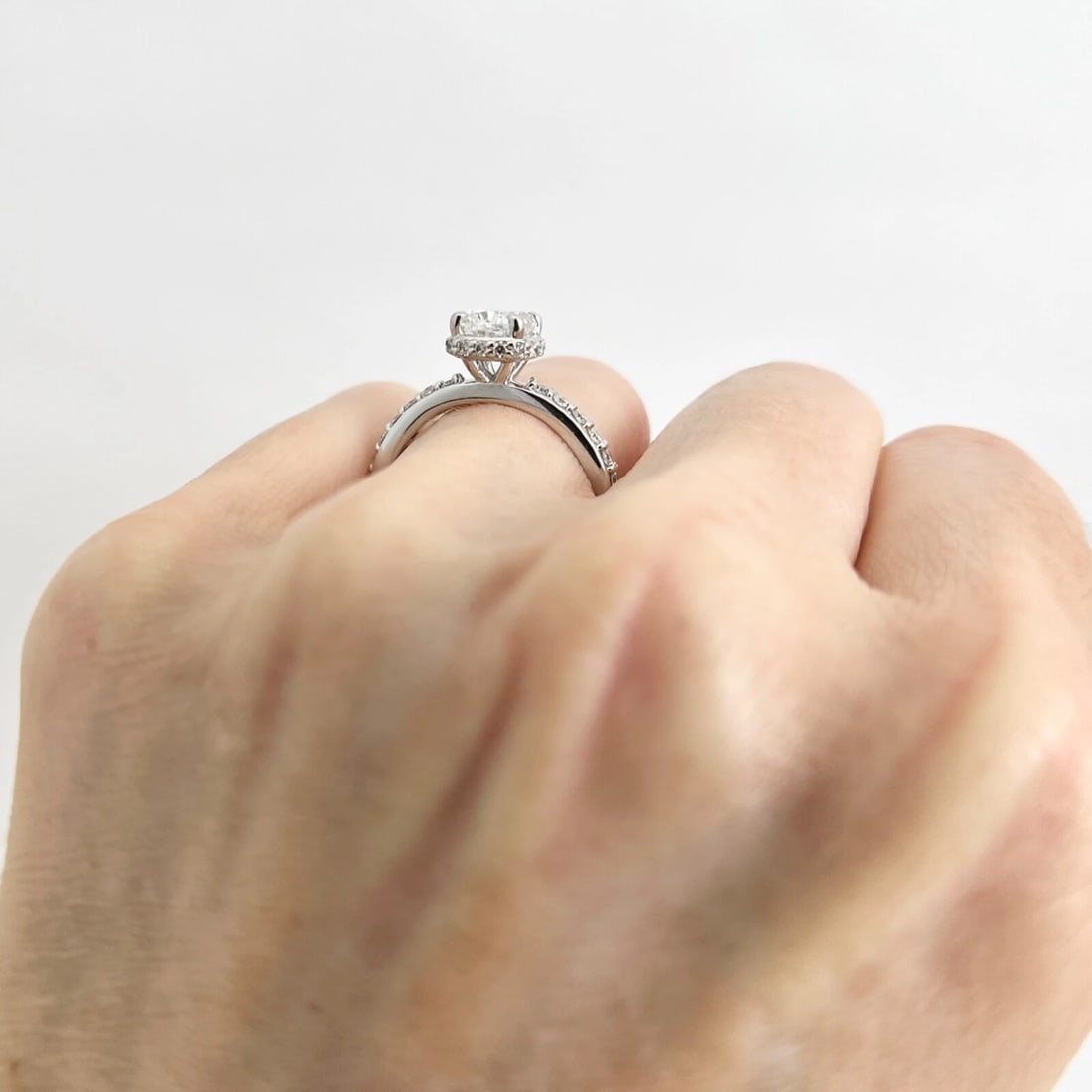 GIA Cushion Cut Diamond Hidden Halo Engagement Ring 14K White Gold, 1.58 CTW - 5