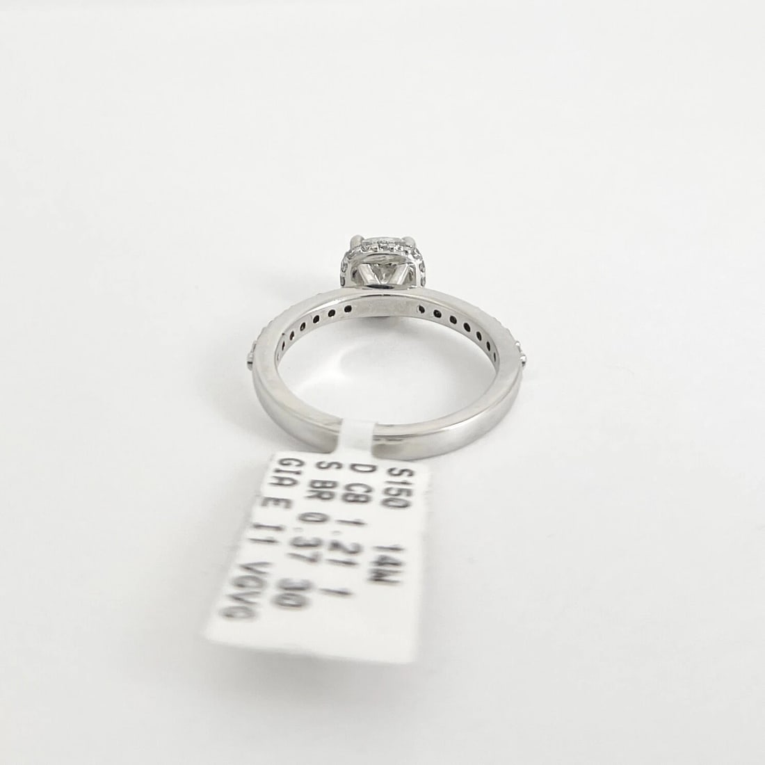 GIA Cushion Cut Diamond Hidden Halo Engagement Ring 14K White Gold, 1.58 CTW - 7