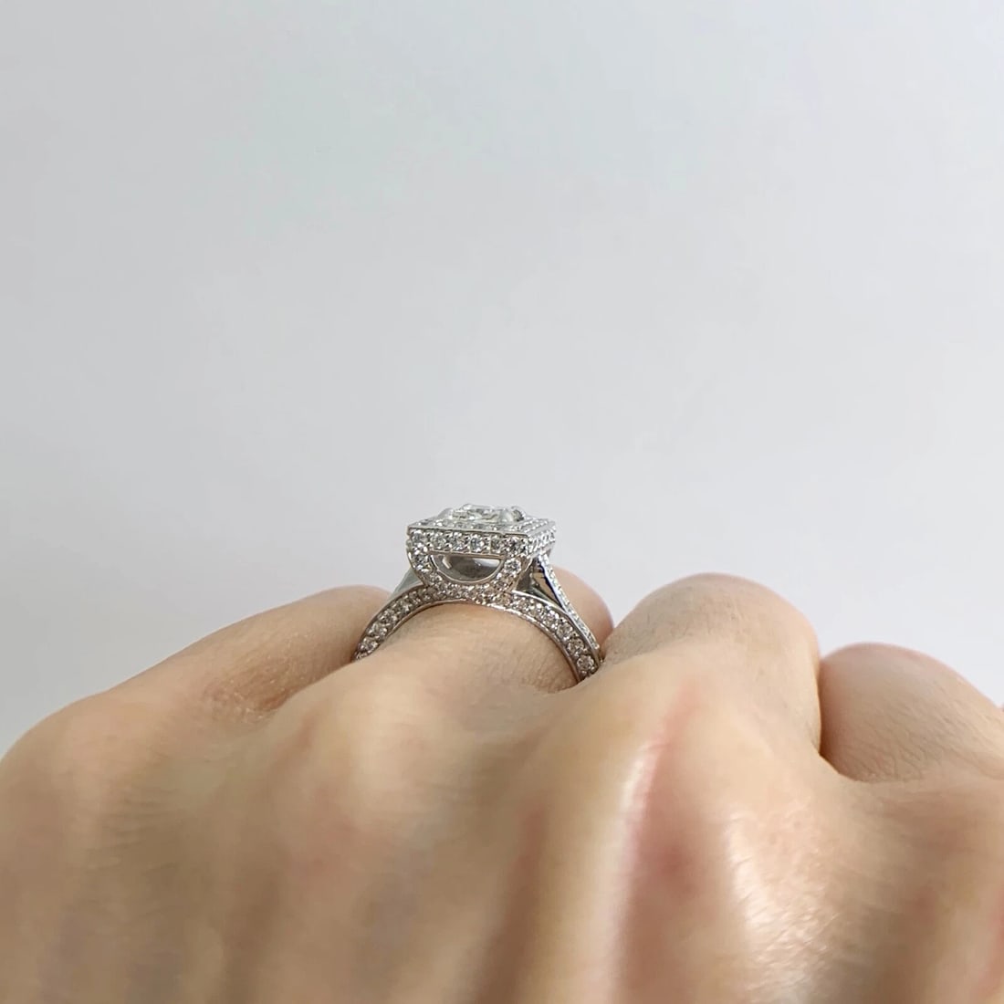 GIA Princess Square Halo Diamond Engagement Ring Platinum 1.76 CTW - 5