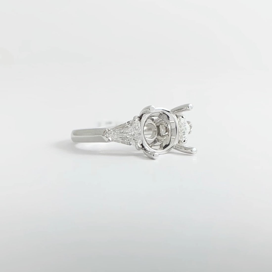 Shield Diamond Engagement Ring Setting Mounting 14K White Gold .75 CTW - 9