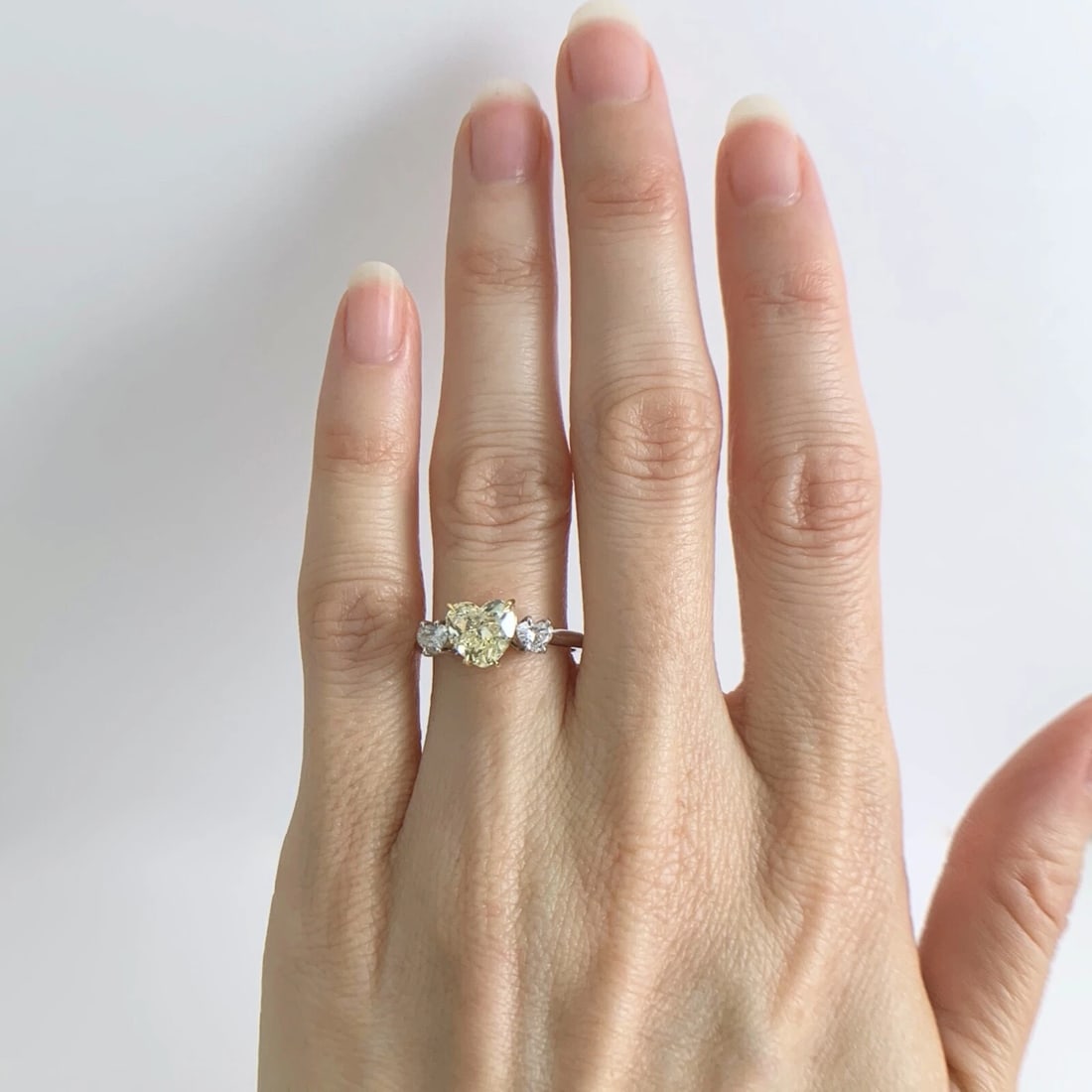 GIA 3-Stone Yellow Heart Diamond Engagement Ring 18K White Gold 1.91 CTW - 3