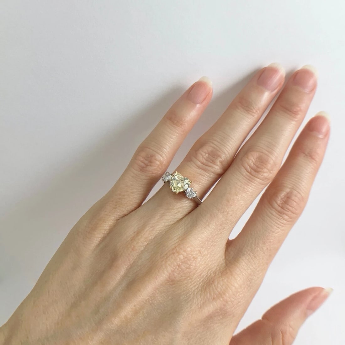 GIA 3-Stone Yellow Heart Diamond Engagement Ring 18K White Gold 1.91 CTW - 4