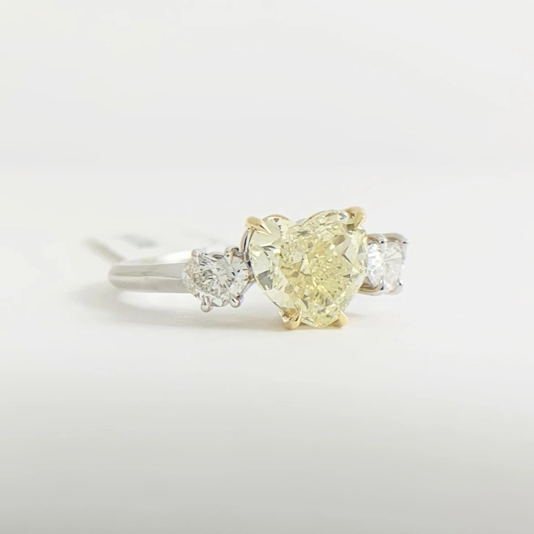 GIA 3-Stone Yellow Heart Diamond Engagement Ring 18K White Gold 1.91 CTW - 6
