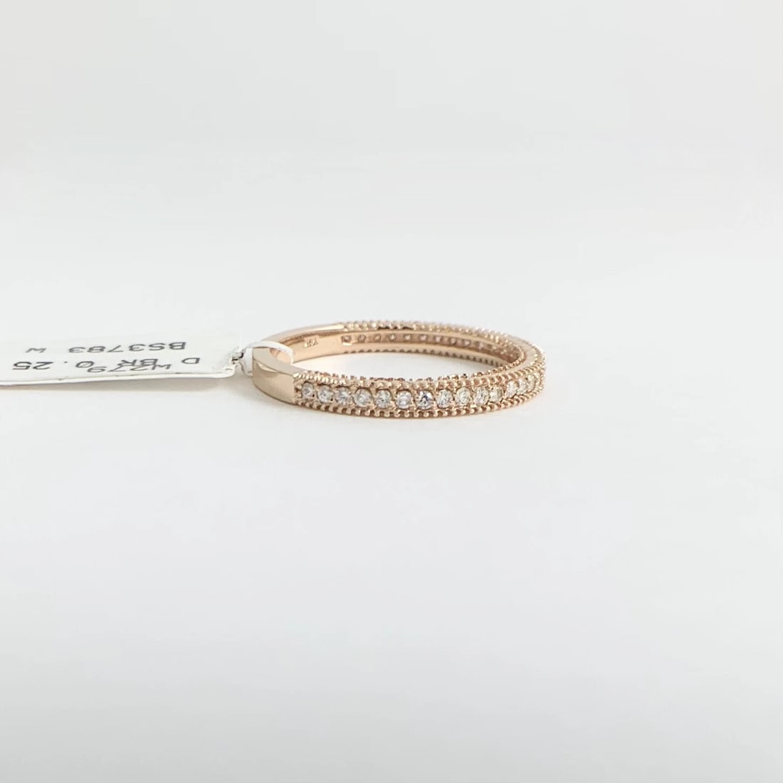 Round Diamond Milgrain Wedding Band Ring 14K Pink Rose Gold .25 CTW - 7