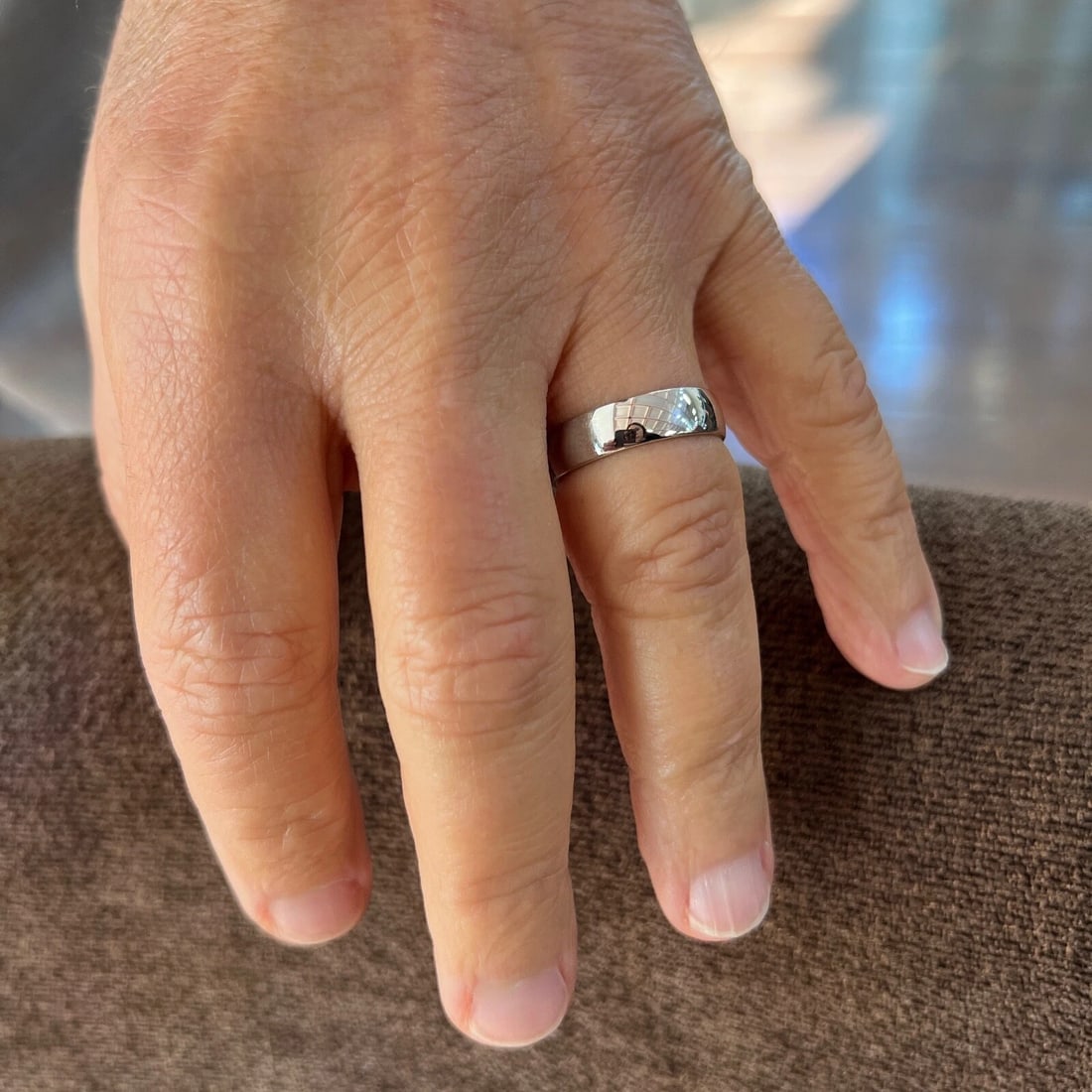 Men's Wide Comfort Fit 14K White Gold Wedding Band Ring, Size 10, 7 mm - 2