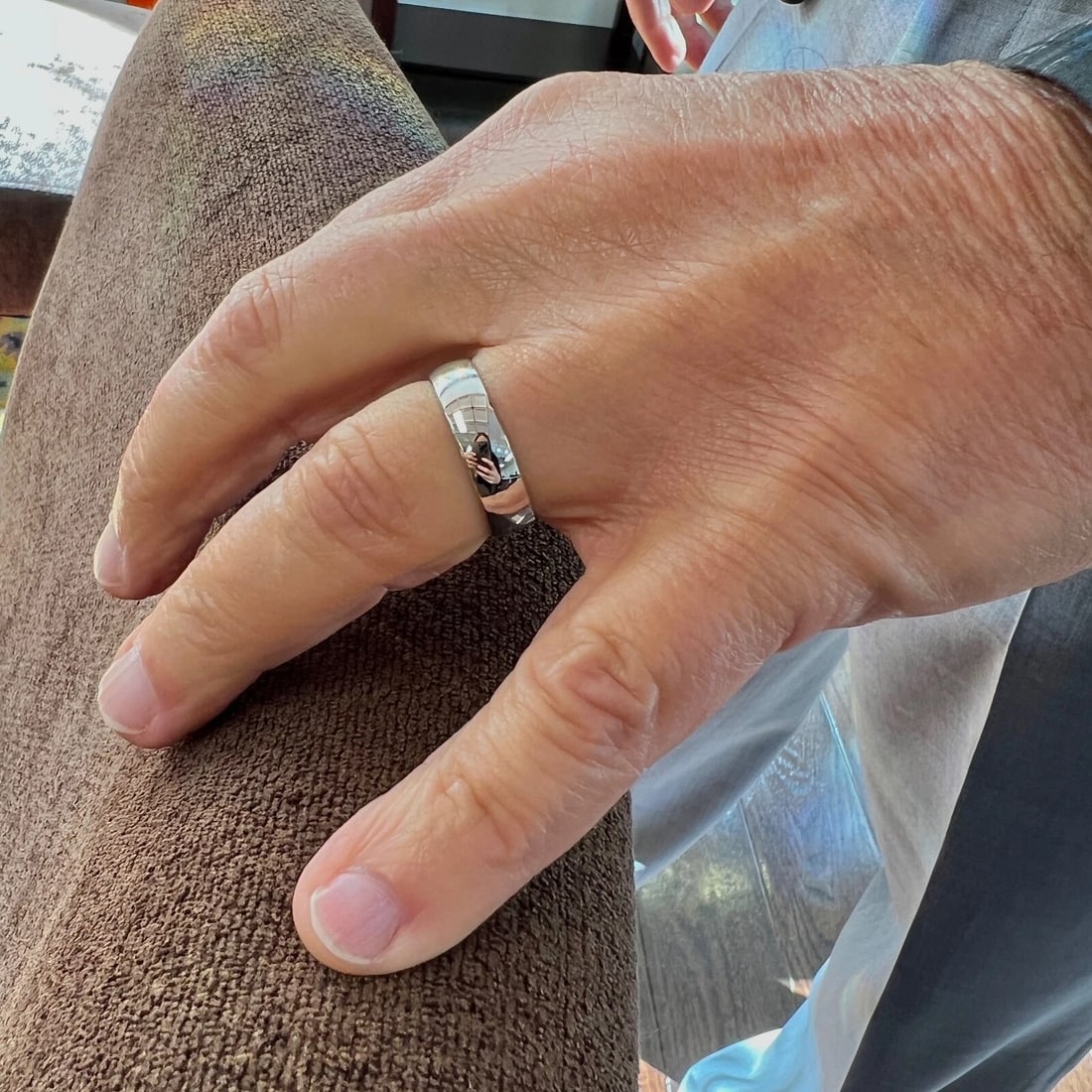 Men's Wide Comfort Fit 14K White Gold Wedding Band Ring, Size 10, 7 mm - 4