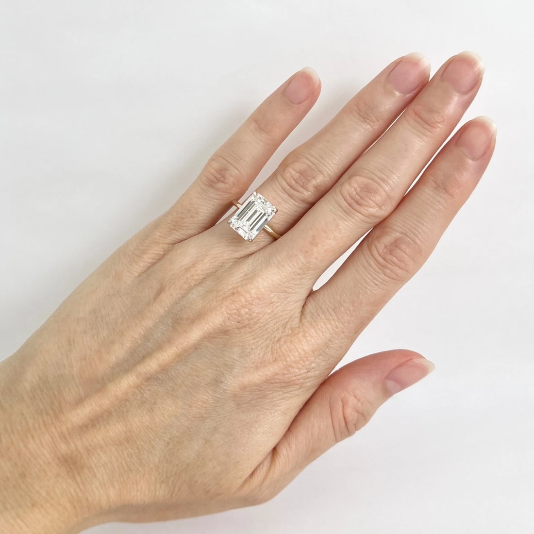 GIA Emerald Cut Lab-Created Diamond Engagement Ring 14K Yellow Gold, 4.55 CT - 3