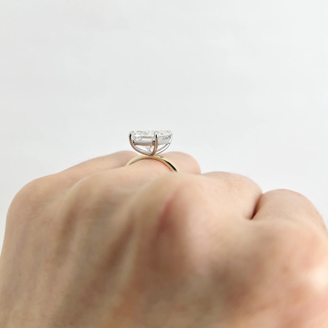 GIA Emerald Cut Lab-Created Diamond Engagement Ring 14K Yellow Gold, 4.55 CT - 5