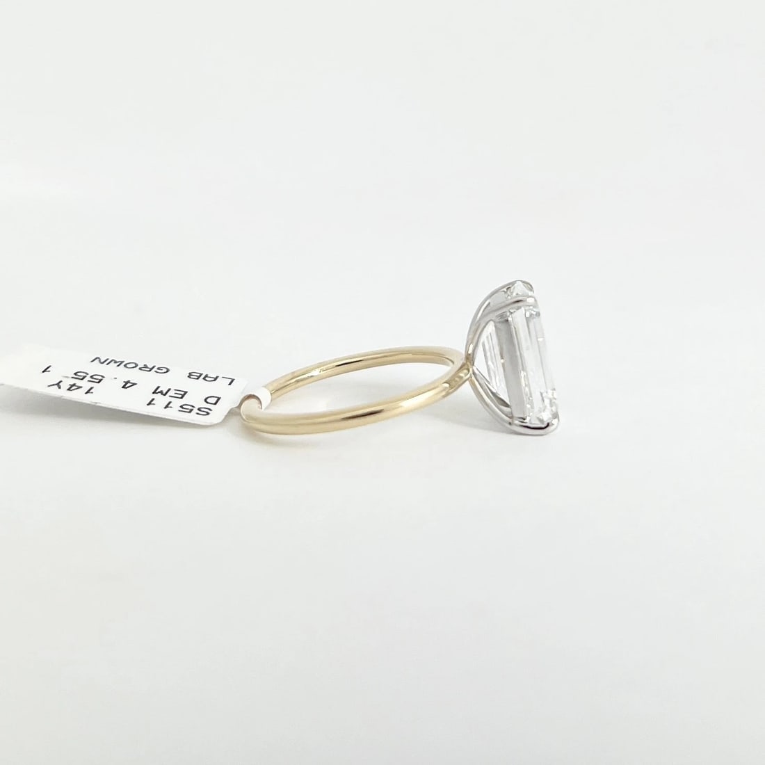 GIA Emerald Cut Lab-Created Diamond Engagement Ring 14K Yellow Gold, 4.55 CT - 6