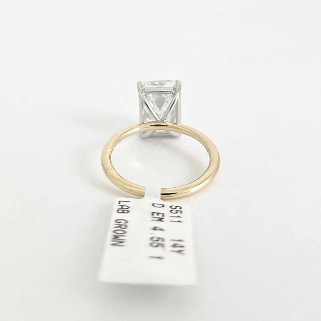GIA Emerald Cut Lab-Created Diamond Engagement Ring 14K Yellow Gold, 4.55 CT - 7