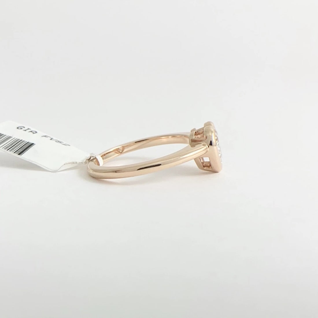 GIA Heart Bezel Solitaire Diamond Engagement Ring 14K Pink Rose Gold, .83 CT - 8