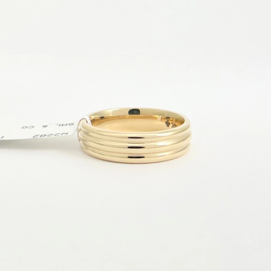 Men's Wide Ribbed Grooved Plain Wedding Band Ring 14K Yellow Gold, Size 10, 6 mm - 6