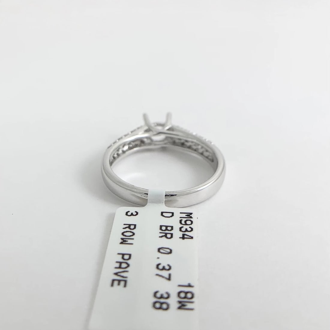 Round Pave Diamond Engagement Ring Setting Mounting 18K White Gold .37 CTW - 7