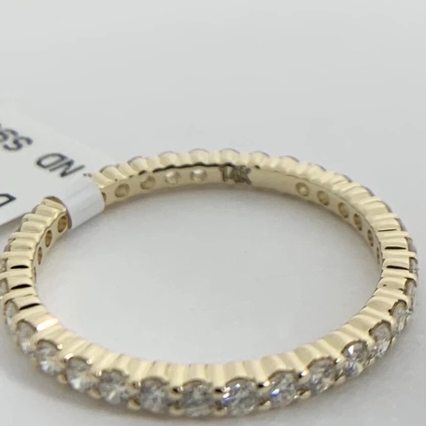 Thin Round Diamond Eternity Ring Wedding Band 14K Yellow Gold Size 6, .65 CTW - 8