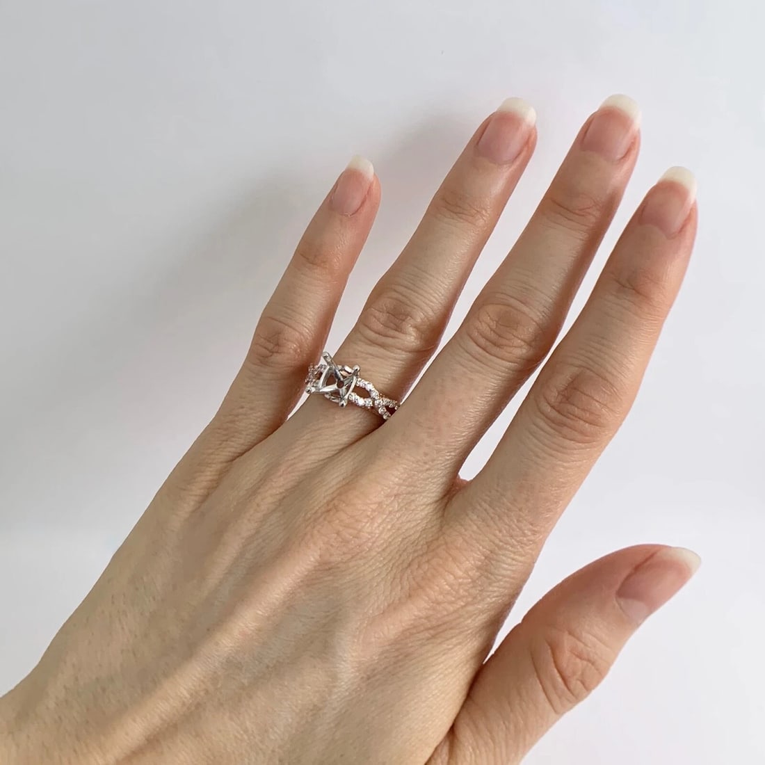 Crisscross Milgrain Diamond Engagement Ring Setting Mounting 14K Pink Rose Gold - 3