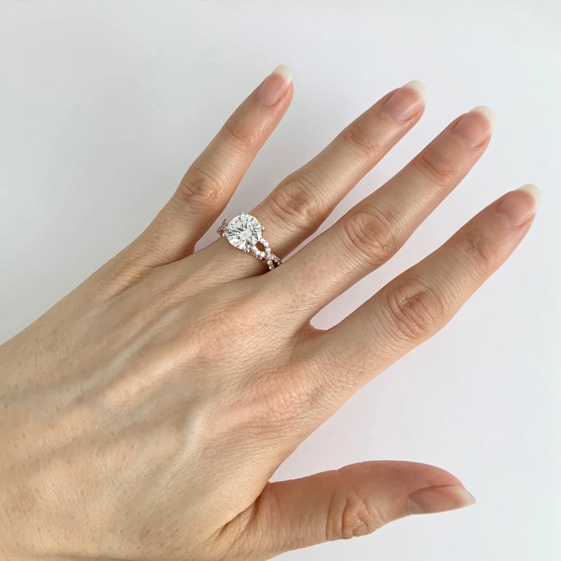 Crisscross Milgrain Diamond Engagement Ring Setting Mounting 14K Pink Rose Gold - 6