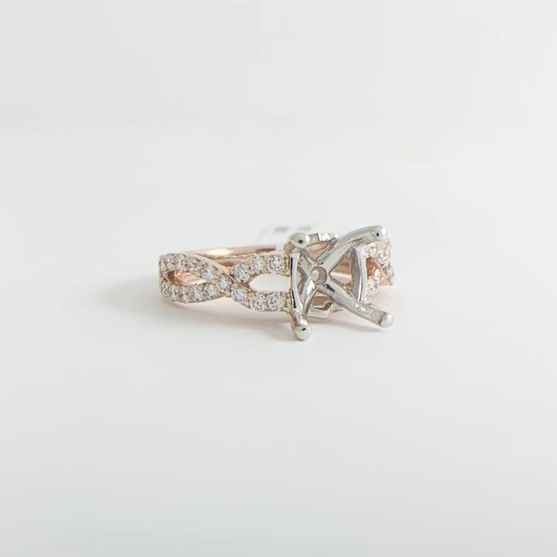 Crisscross Milgrain Diamond Engagement Ring Setting Mounting 14K Pink Rose Gold - 8