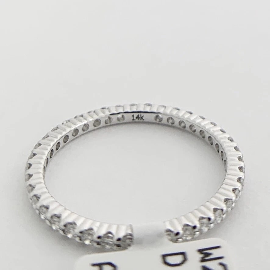 Thin Round Diamond Eternity Ring Wedding Band 14K White Gold, .40 CTW, Size 5 - 10
