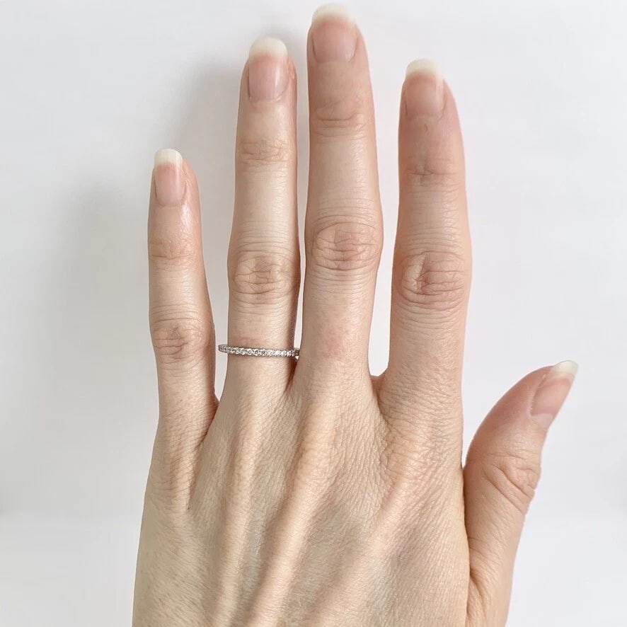 Thin Round Diamond Eternity Ring Wedding Band 14K White Gold, .40 CTW, Size 5 - 2