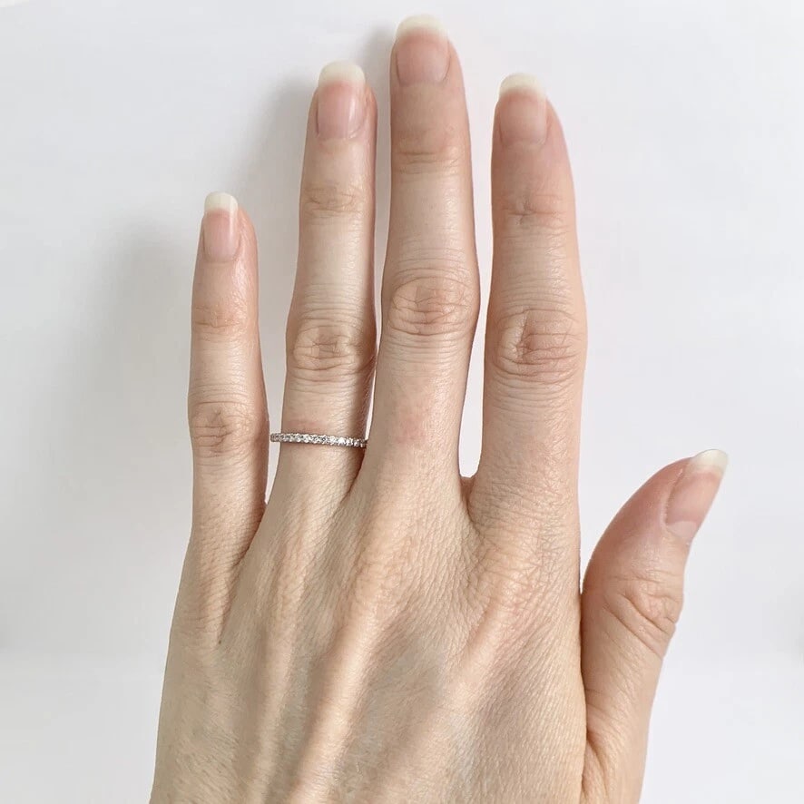 Thin Round Diamond Eternity Ring Wedding Band 14K White Gold, .40 CTW, Size 5 - 3