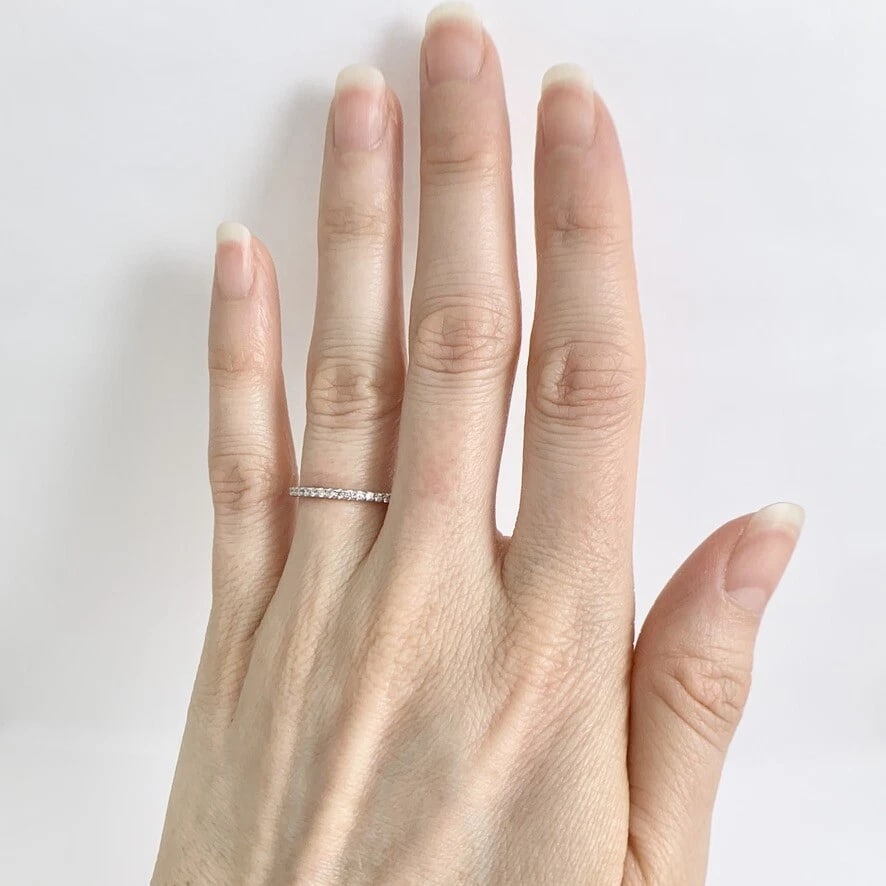 Thin Round Diamond Eternity Ring Wedding Band 14K White Gold, .40 CTW, Size 5 - 4