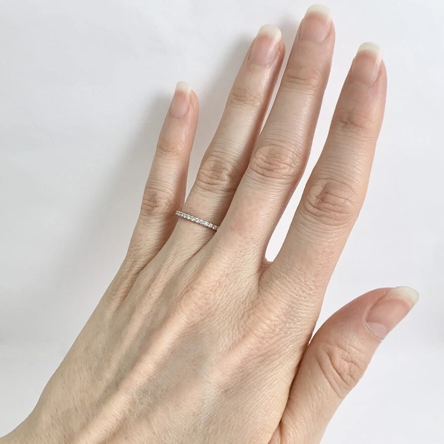 Thin Round Diamond Eternity Ring Wedding Band 14K White Gold, .40 CTW, Size 5 - 5