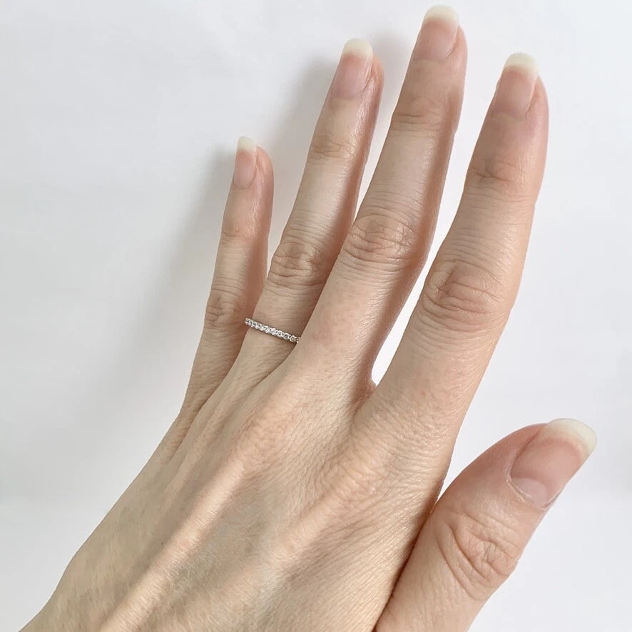 Thin Round Diamond Eternity Ring Wedding Band 14K White Gold, .40 CTW, Size 5 - 6