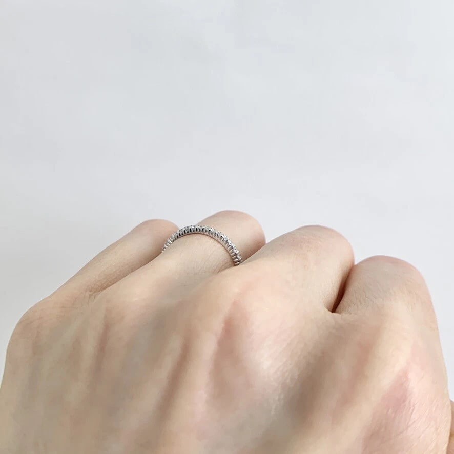 Thin Round Diamond Eternity Ring Wedding Band 14K White Gold, .40 CTW, Size 5 - 7