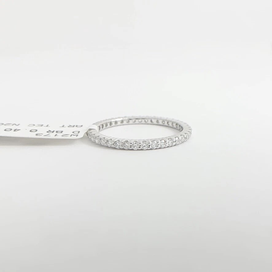 Thin Round Diamond Eternity Ring Wedding Band 14K White Gold, .40 CTW, Size 5 - 8