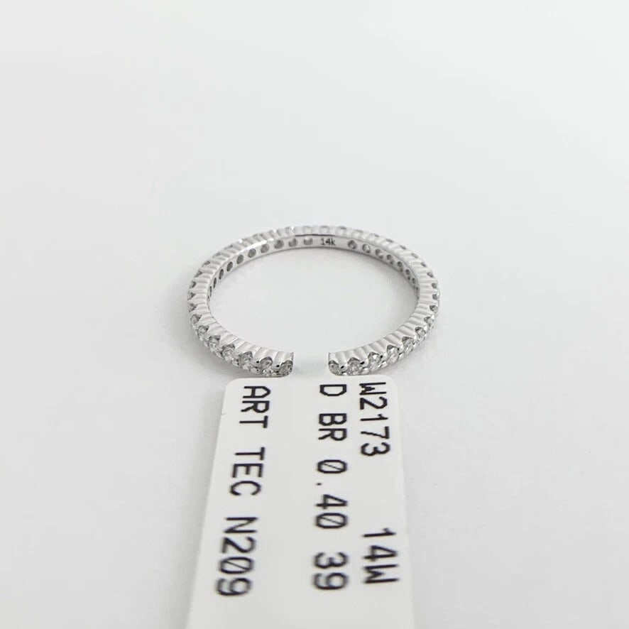 Thin Round Diamond Eternity Ring Wedding Band 14K White Gold, .40 CTW, Size 5 - 9