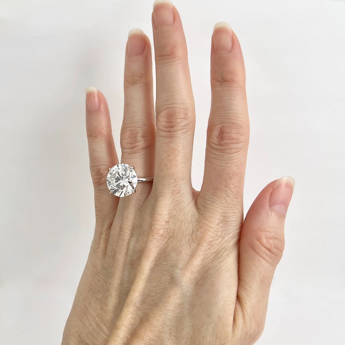 Round Lab-Created Diamond Solitaire Engagement Ring 14K White Gold, 9.08 CT - 2