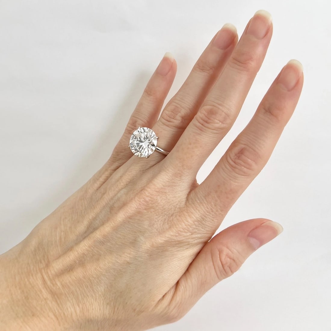 Round Lab-Created Diamond Solitaire Engagement Ring 14K White Gold, 9.08 CT - 3