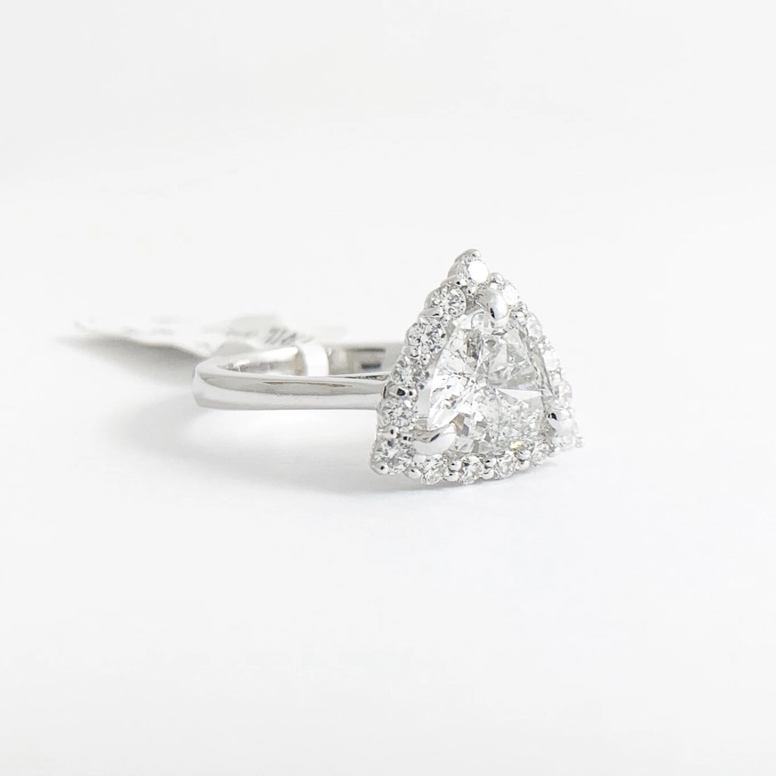 Trillion Triangle Halo Diamond Engagement Ring Certified 14K White Gold 1.73 CTW - 7
