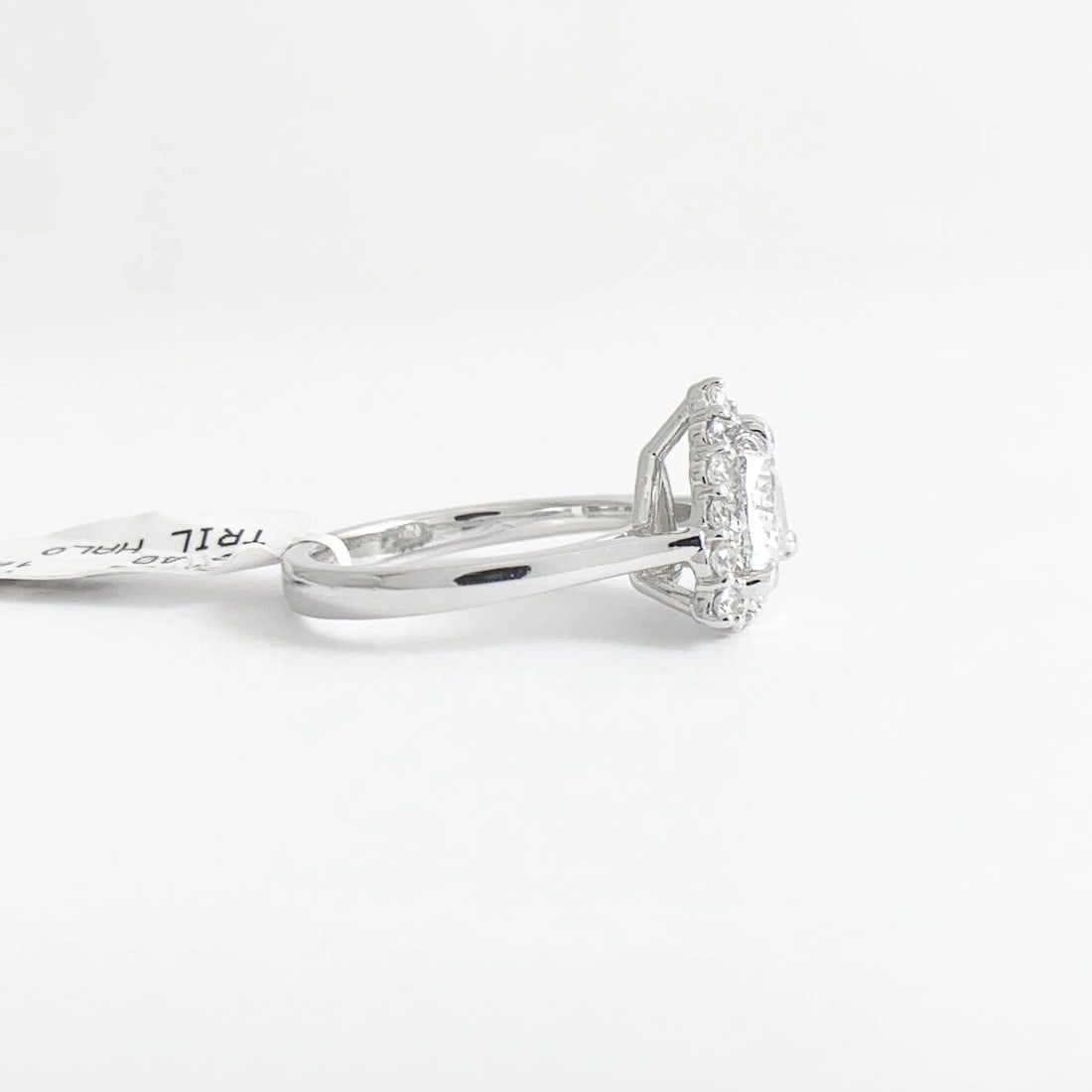 Trillion Triangle Halo Diamond Engagement Ring Certified 14K White Gold 1.73 CTW - 8