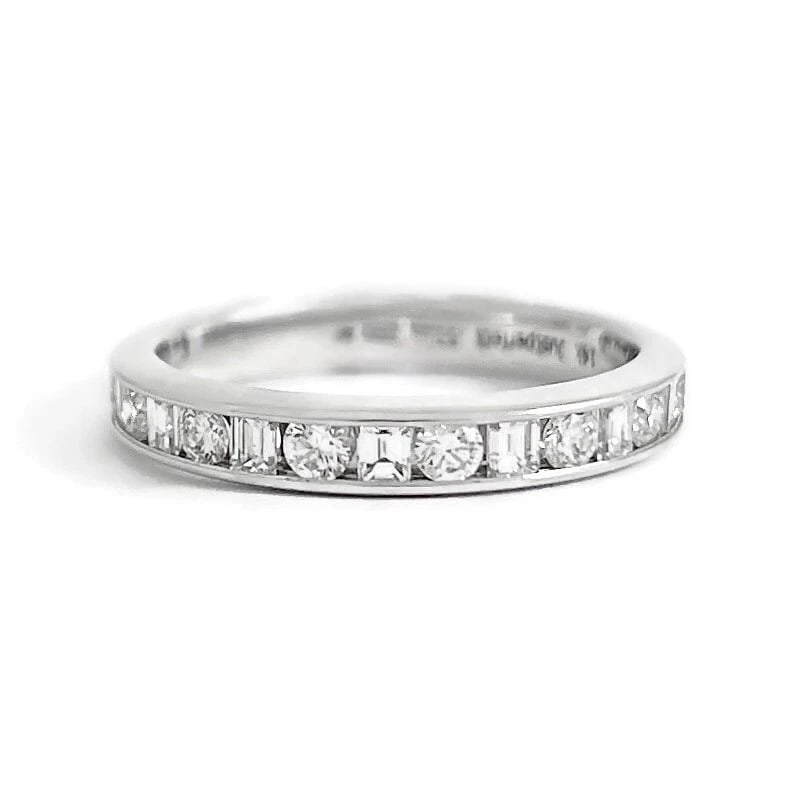 Baguette Round Diamond Channel-Set Wedding Band Ring 14K White Gold, Size 5.5 (1 of 5)