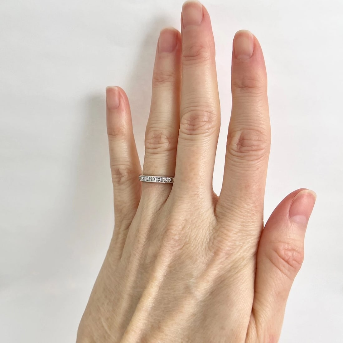 Baguette Round Diamond Channel-Set Wedding Band Ring 14K White Gold, Size 5.5 - 3