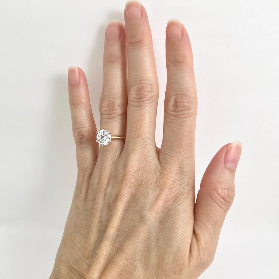 Round Lab-Created Diamond Solitaire Engagement Ring 14K Yellow Gold, 2.01 CT - 2