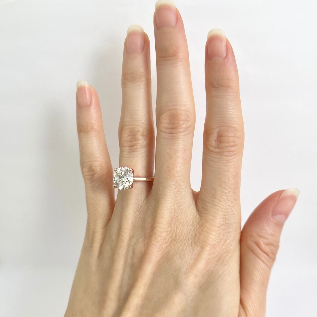 Round Solitaire Diamond 4-Prong Engagement Ring 14K Pink Rose Gold, 2.90 CT - 2