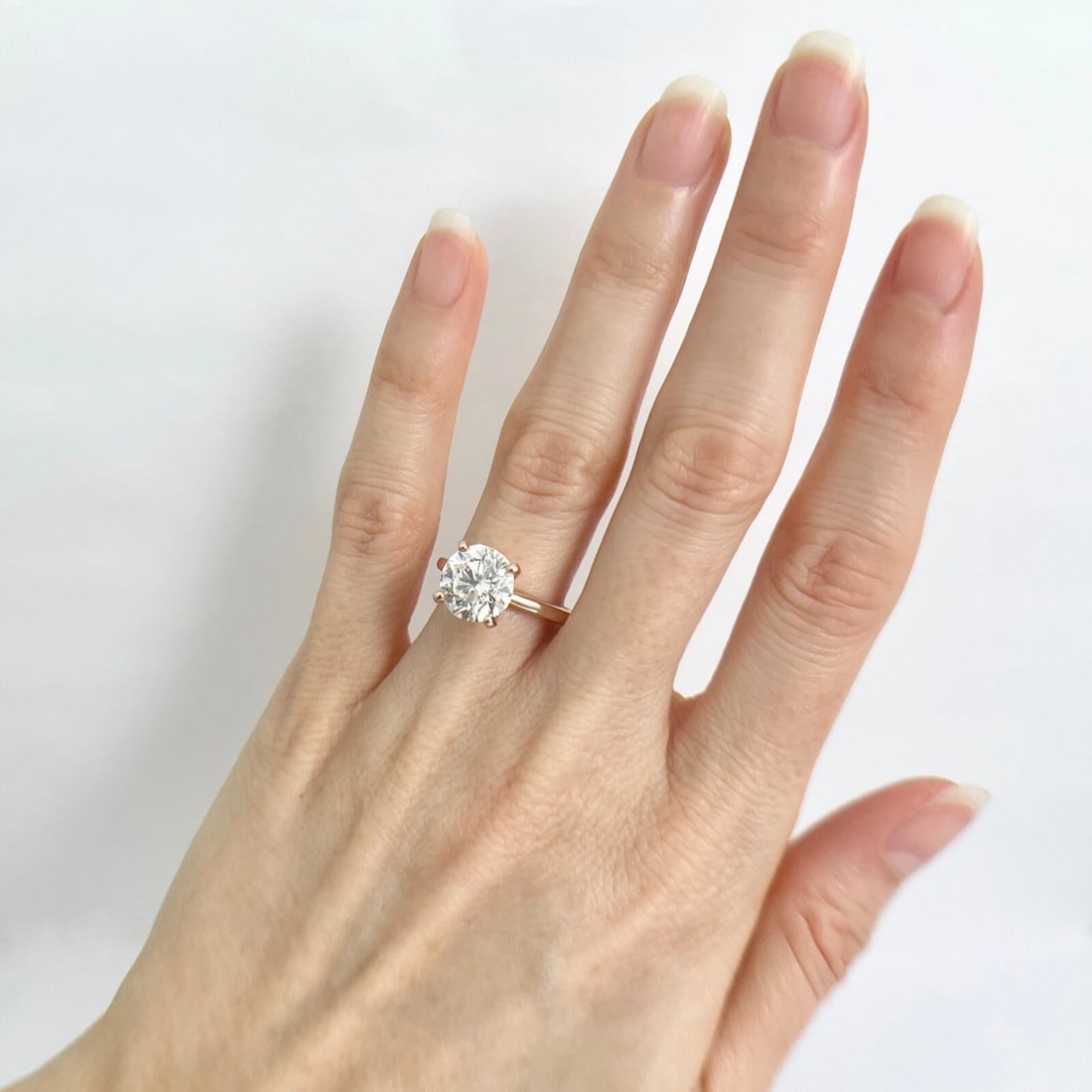 Round Solitaire Diamond 4-Prong Engagement Ring 14K Pink Rose Gold, 2.90 CT - 5