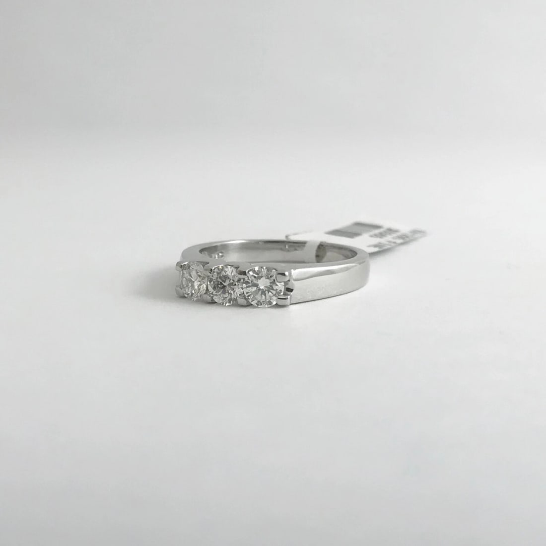 Round 3-Stone Diamond Platinum Wedding Band Ring .56 CTW, Size 6.25, 6.13 Grams - 11