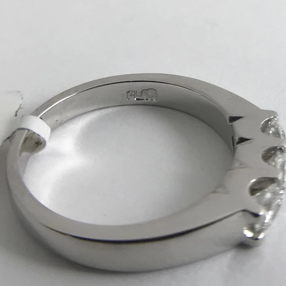 Round 3-Stone Diamond Platinum Wedding Band Ring .56 CTW, Size 6.25, 6.13 Grams - 12