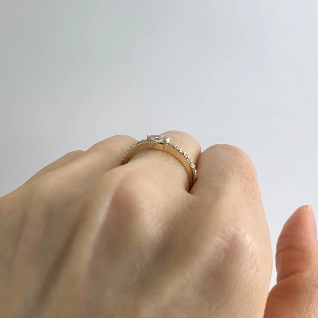 Marquise Diamond Statement Wedding Band Ring 14K Yellow Gold, .40 CTW, 2.31 Gram - 5