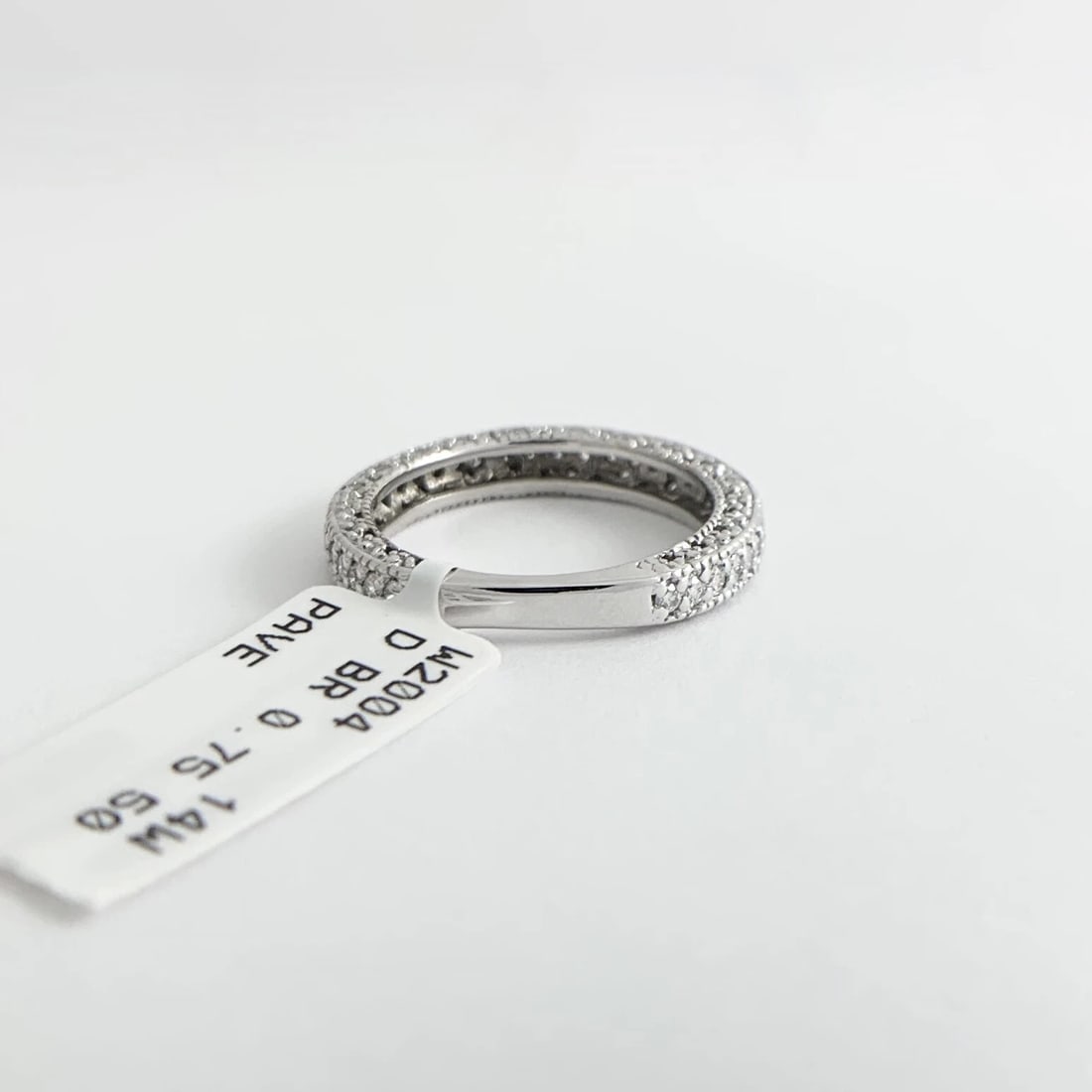 Pave Diamond Milgrain Filigree Dome Wedding Band Ring 14K White Gold, .75 CTW - 9