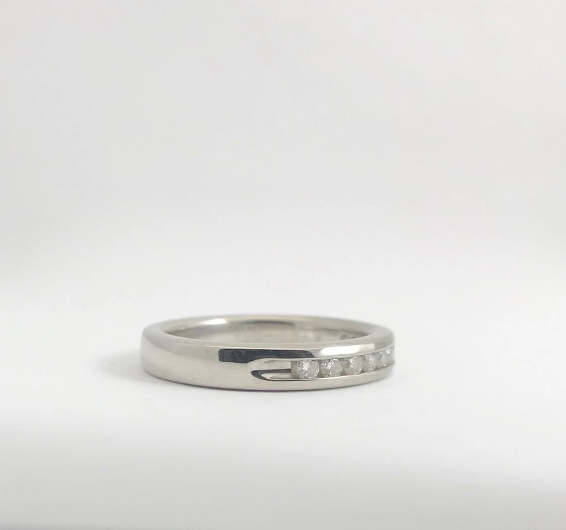 Diamond Channel-Set Wedding Band Ring 14K White Gold, .22 CTW, 3.4 mm, 4.35 Gram - 8