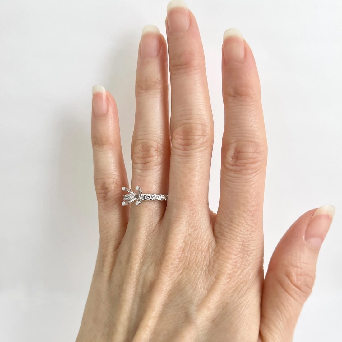 4-Prong Diamond Band Engagement Ring Setting Mounting 14K White Gold .60 CTW - 4