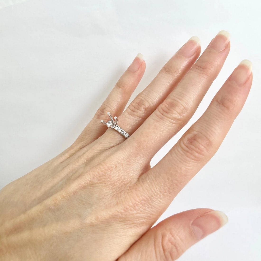 4-Prong Diamond Band Engagement Ring Setting Mounting 14K White Gold .60 CTW - 6