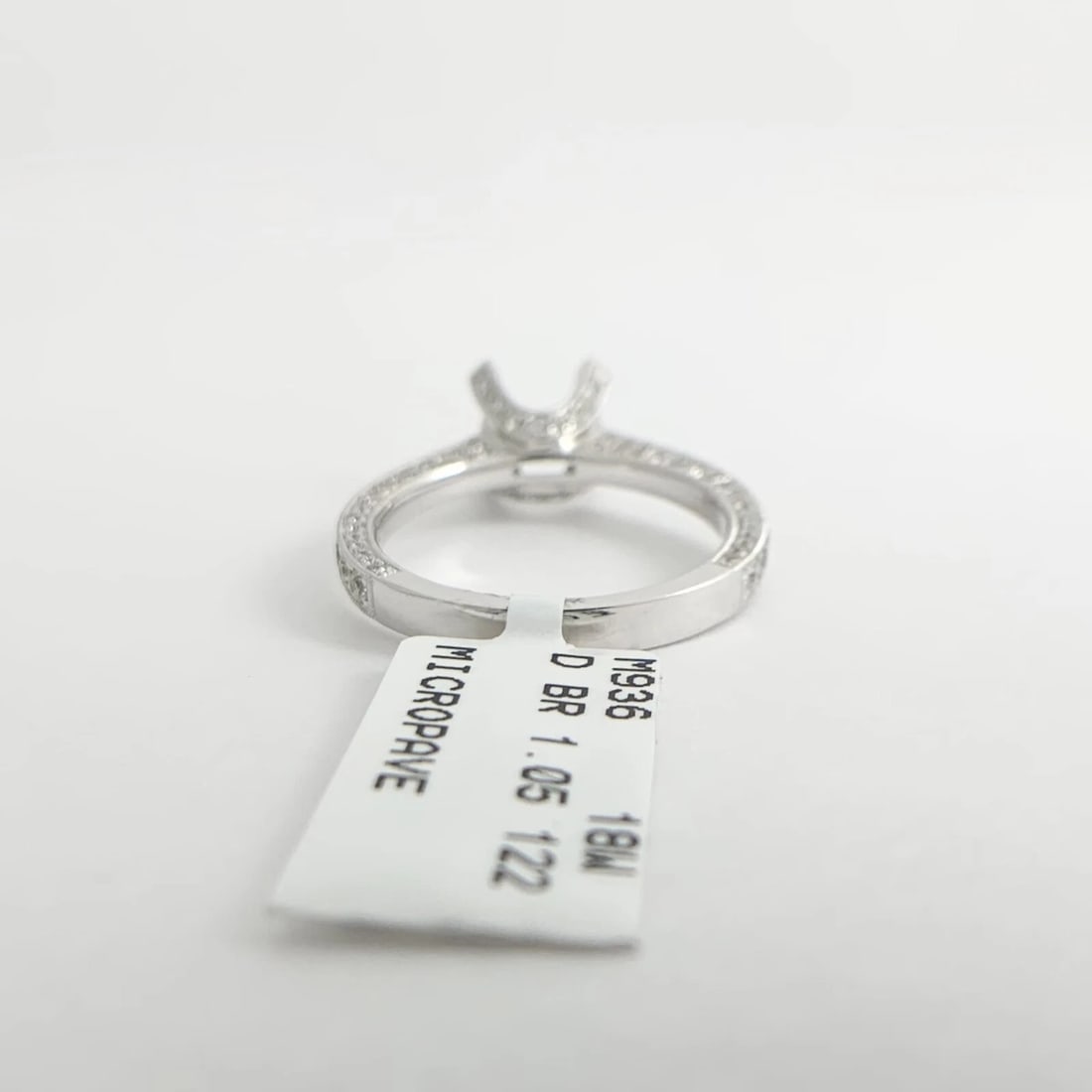 Pave Diamond Prong Engagement Ring Setting Mounting 18K White Gold 1.05 CTW - 9