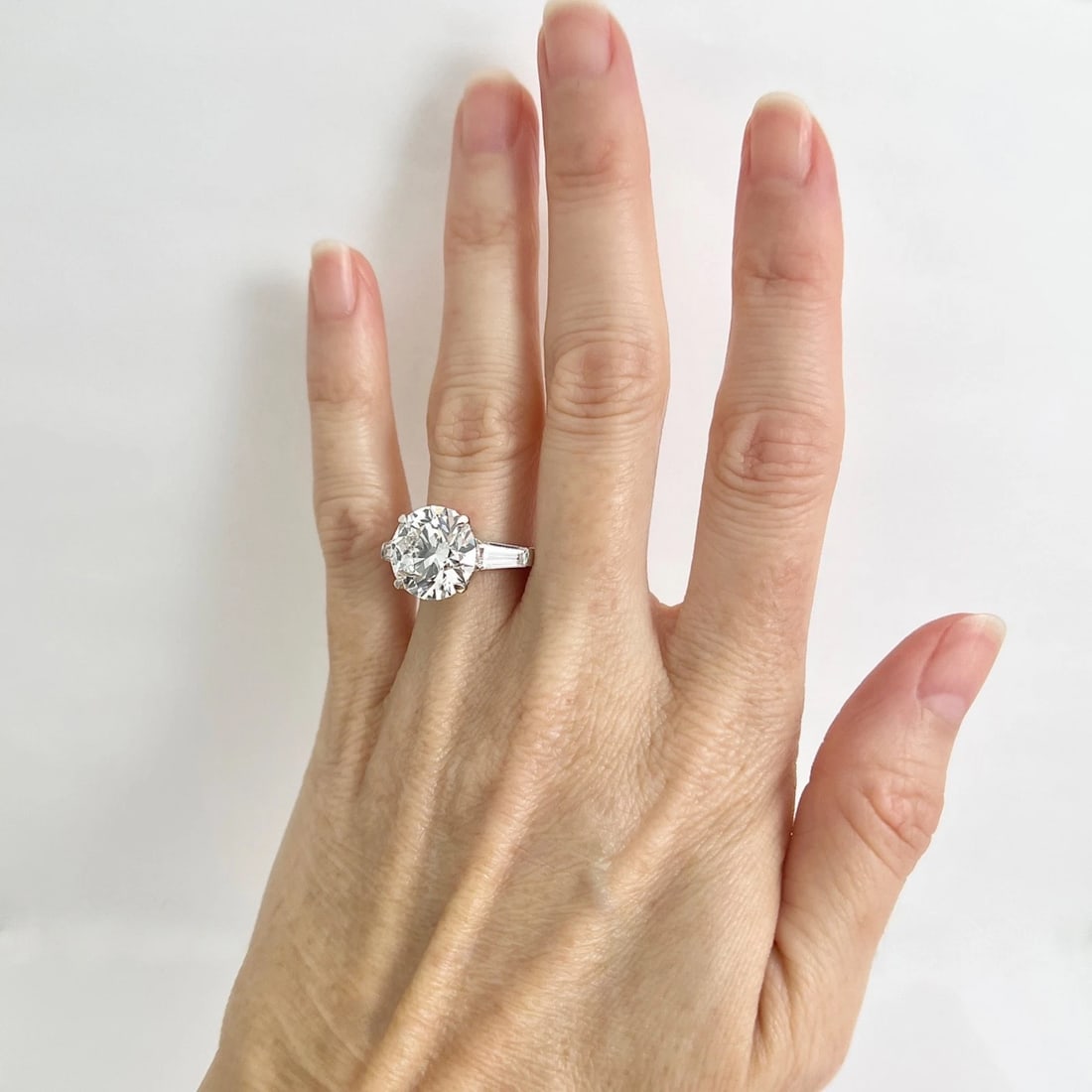 Round Lab-Created Diamond Engagement Ring 14K White Gold, 7.70 CTW - 2